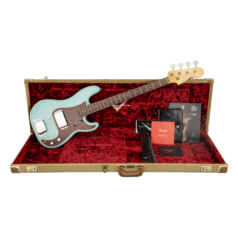 Fender Custom Shop 1963 Precision Bass Journeyman Relic Aged Daphne Blue Bas Gitar