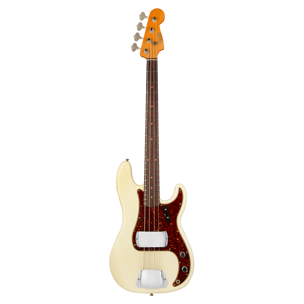 Fender Custom Shop 1963 Precision Bass Journeyman Relic Aged Olympic White Bas Gitar