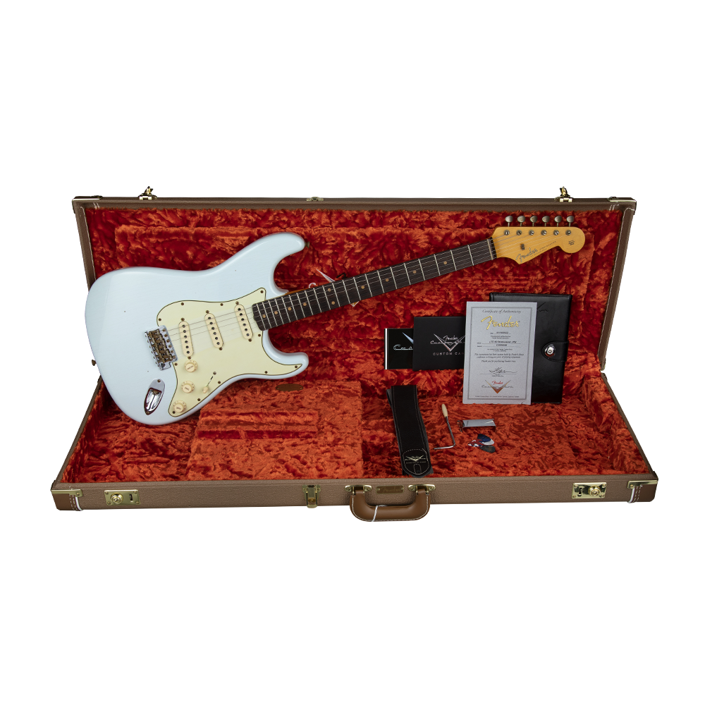 Fender Custom Shop S20 Limited Edition 1960 Stratocaster Journeyman Relic Super Faded Aged Sonic Blue Elektro Gitar