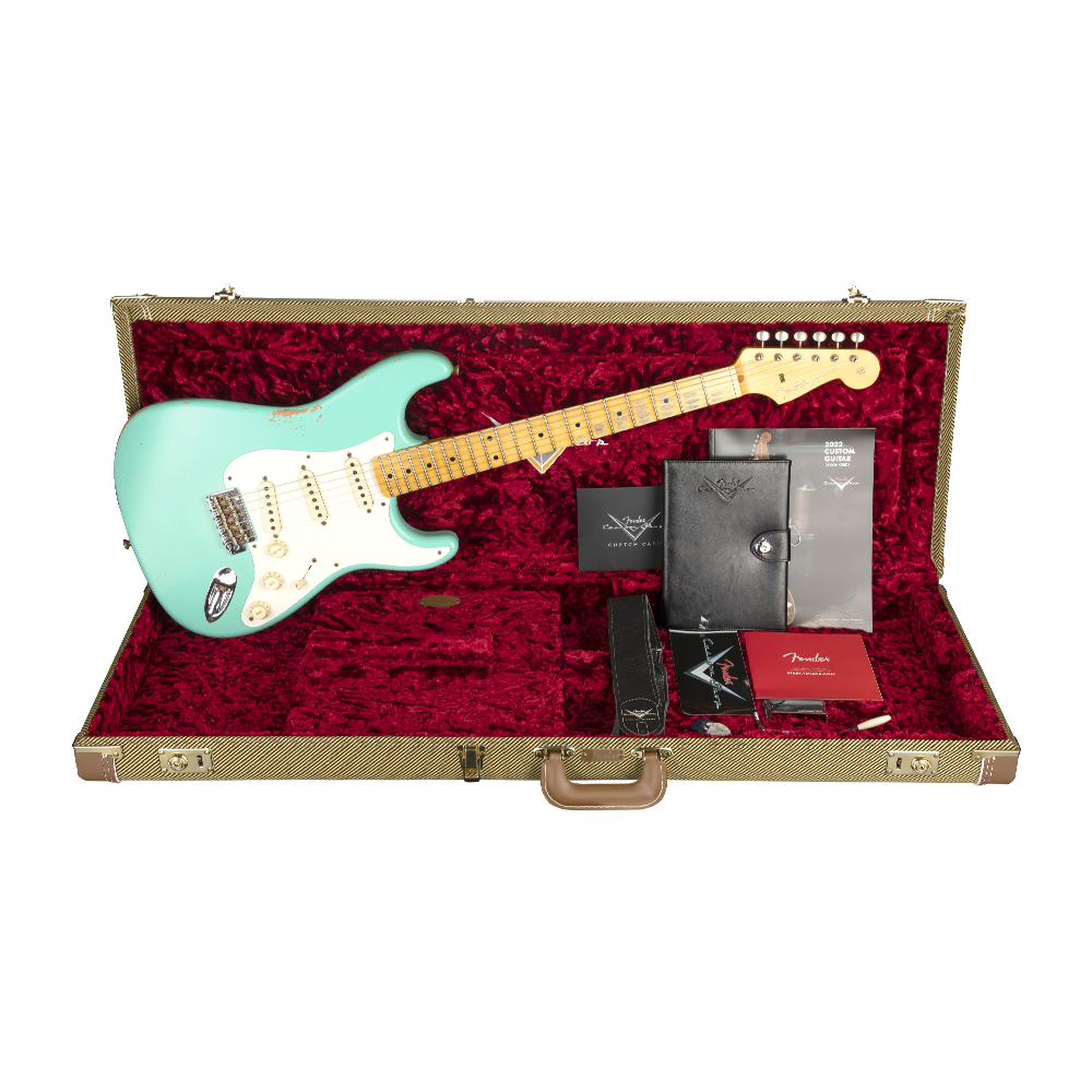 Fender Custom Shop S21 Limited Edition 1957 Stratocaster Relic Akçaağaç Klavye Faded Aged Sea Foam Green Elektro Gitar