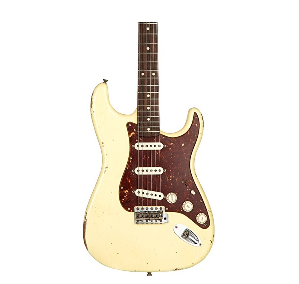 Fender Custom Shop 1960 Stratocaster Relic Gülağacı Klavye Vintage White Tortoise Shell PG Elektro Gitar