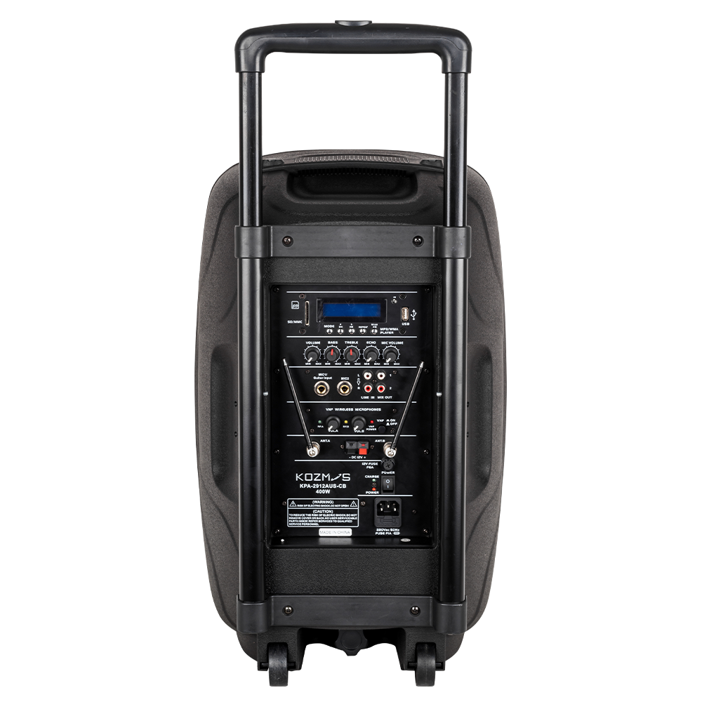 Kozmos KPA-2912AUS-CB 12-İnç 2 Yollu Hoparlör - Bluetooth / USB / LCD Ekranlı / SD Kart / 1 x Telsiz Mikrofon 1 x Headset