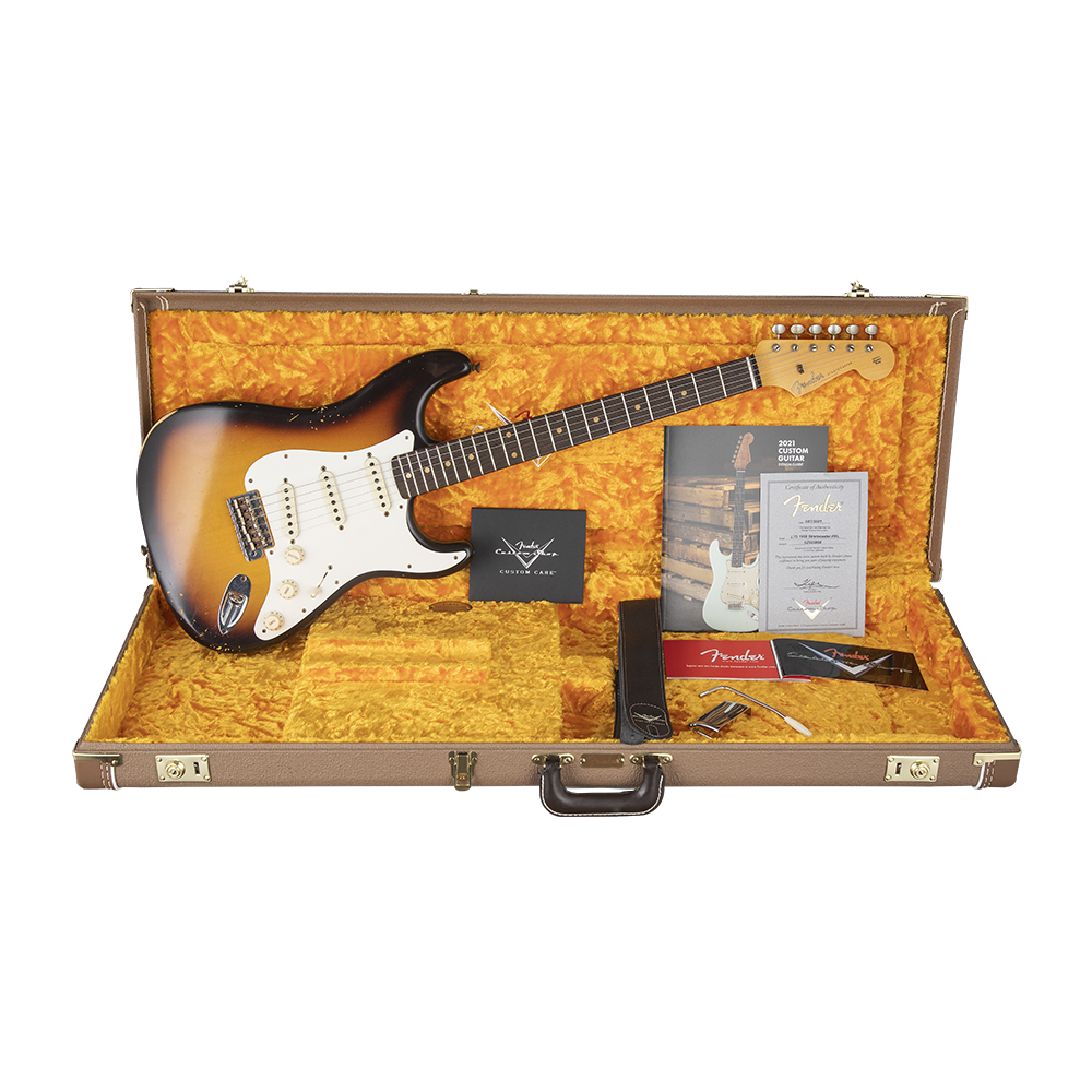 Fender Custom Shop CPE21 Limited Edition 59 Stratocaster Relic Gülağacı Klavye Super Faded Elektro Gitar Elektro Gitar