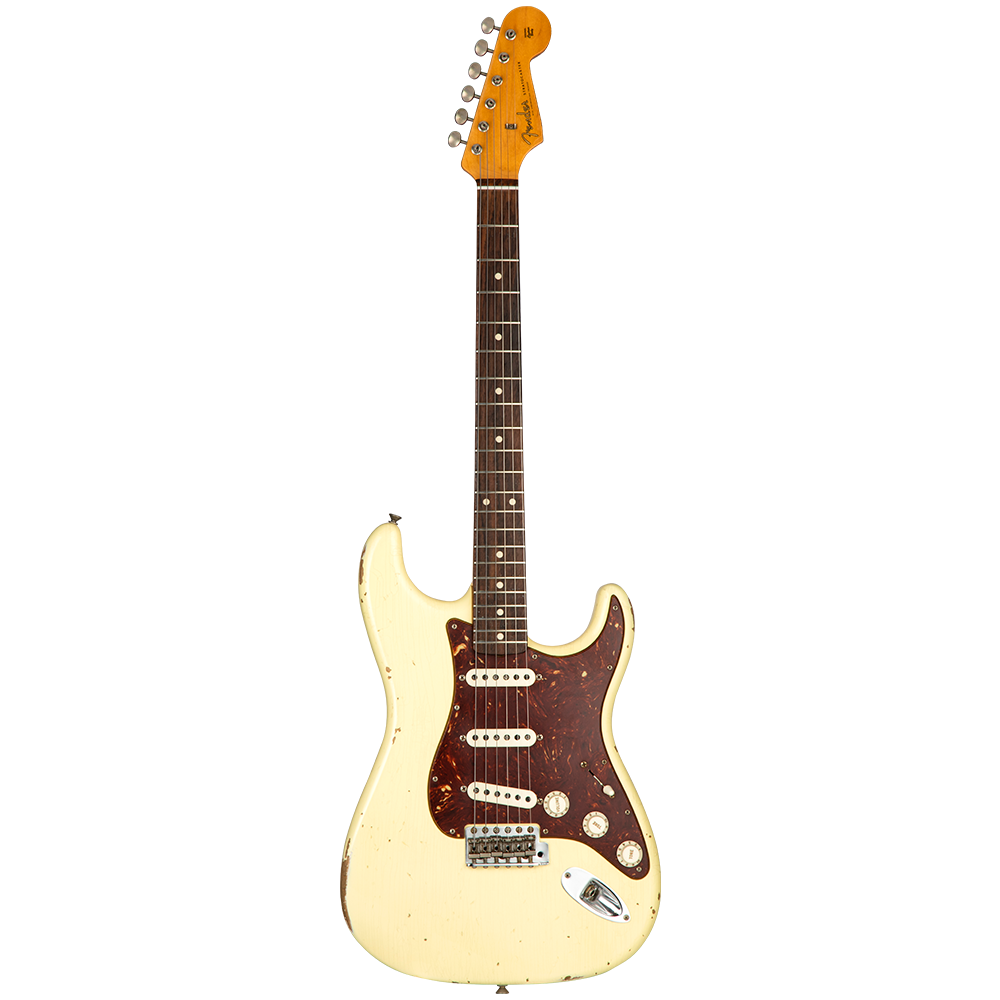 Fender Custom Shop 1960 Stratocaster Relic Gülağacı Klavye Vintage White Tortoise Shell PG Elektro Gitar