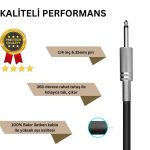 Erga Müzik Gitar Jack Kablosu 3M – Elektro Akustik Bas Bağlama Keman Kemençe Amfi & Mixer Uyumlu Jack Kablosu…