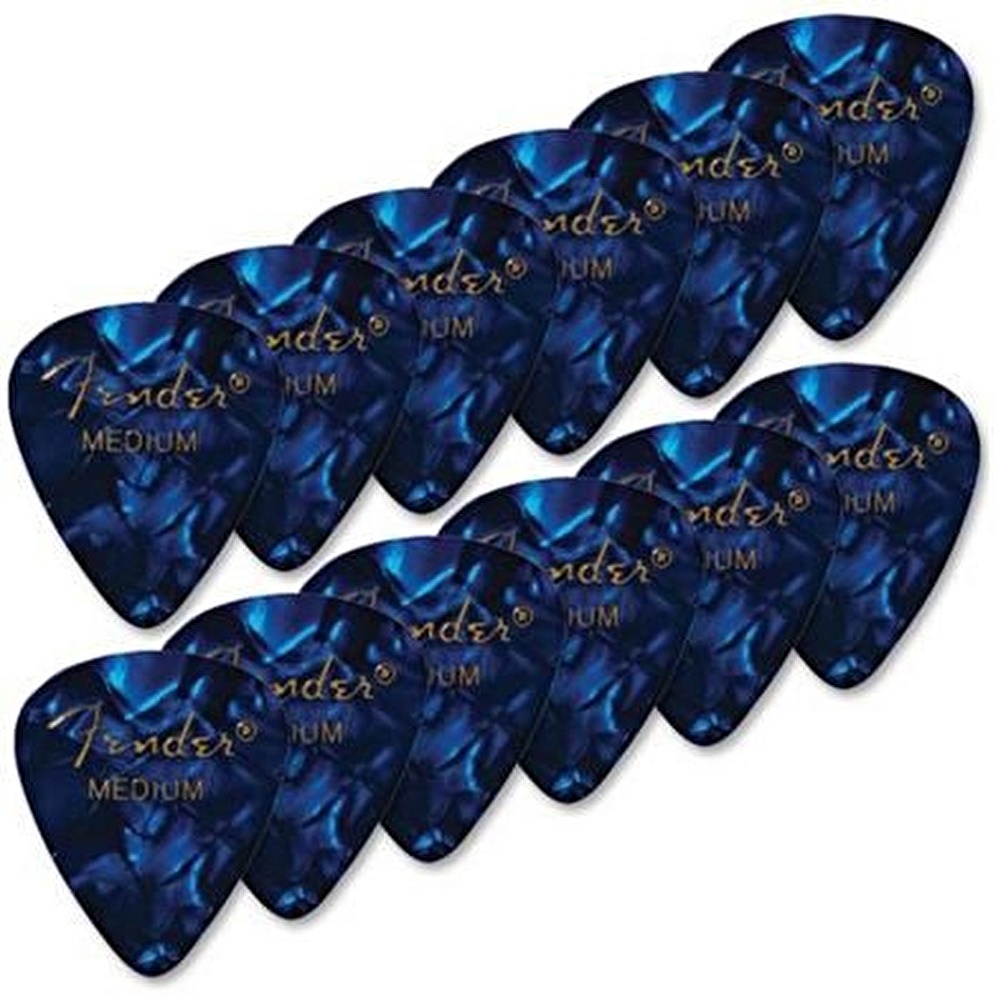 Fender 351 Shape Premium Picks Medium 12 Pack Blue Moto Picks Pena