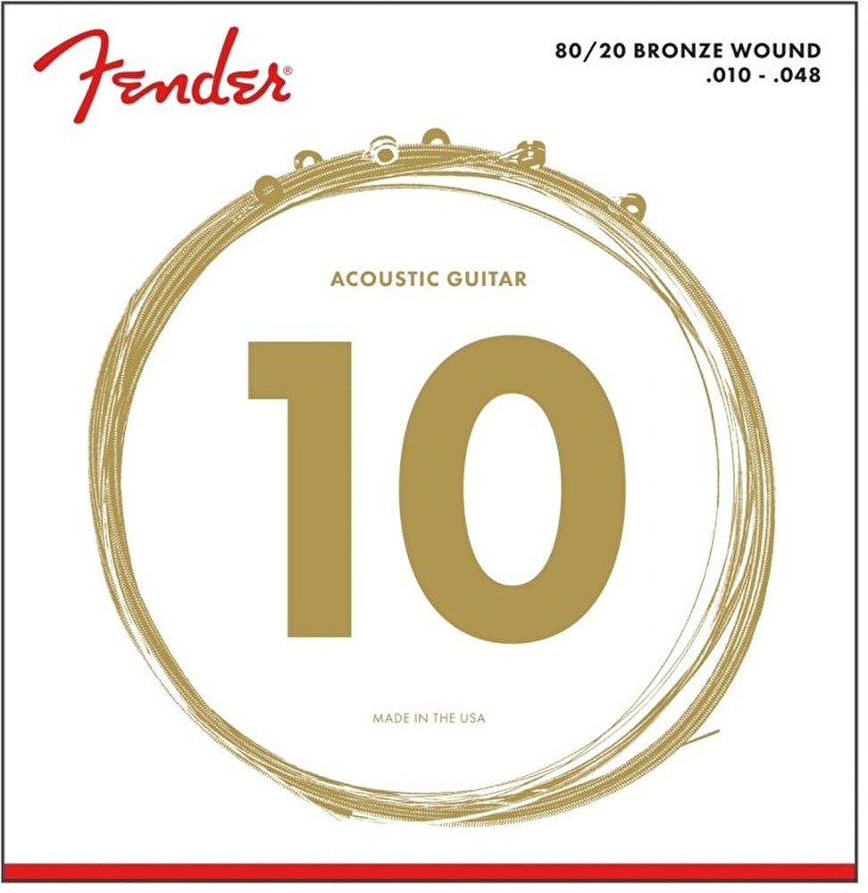 Fender 80/20 Bronze Acoustic Strings Ball End 70XL .010-.048 Gauges String Sets – Akustik Gitar Teli