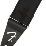 Fender WeighLess 2 Tarafı Logolu Siyah/Siyah Gitar Askısı