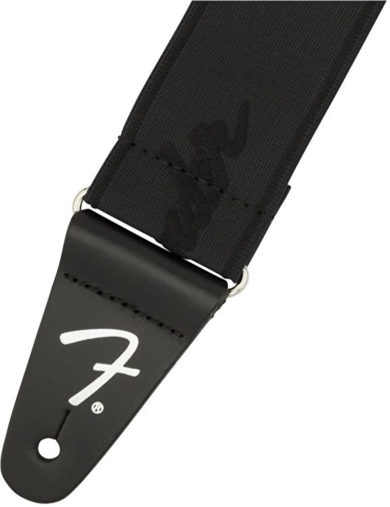 Fender WeighLess 2 Tarafı Logolu Siyah/Siyah Gitar Askısı