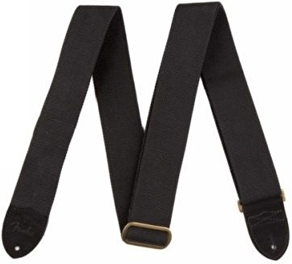 Fender 2″ Cotton/Leather Strap w/ Fender Logo Black Askı
