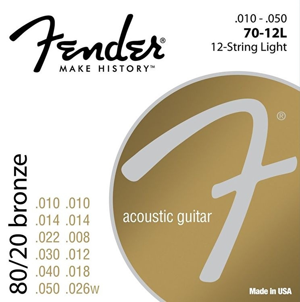 Fender 80/20 Bronze Acoustic Strings Ball End 70M .013-.056 Gauges String Sets – Akustik Gitar Teli