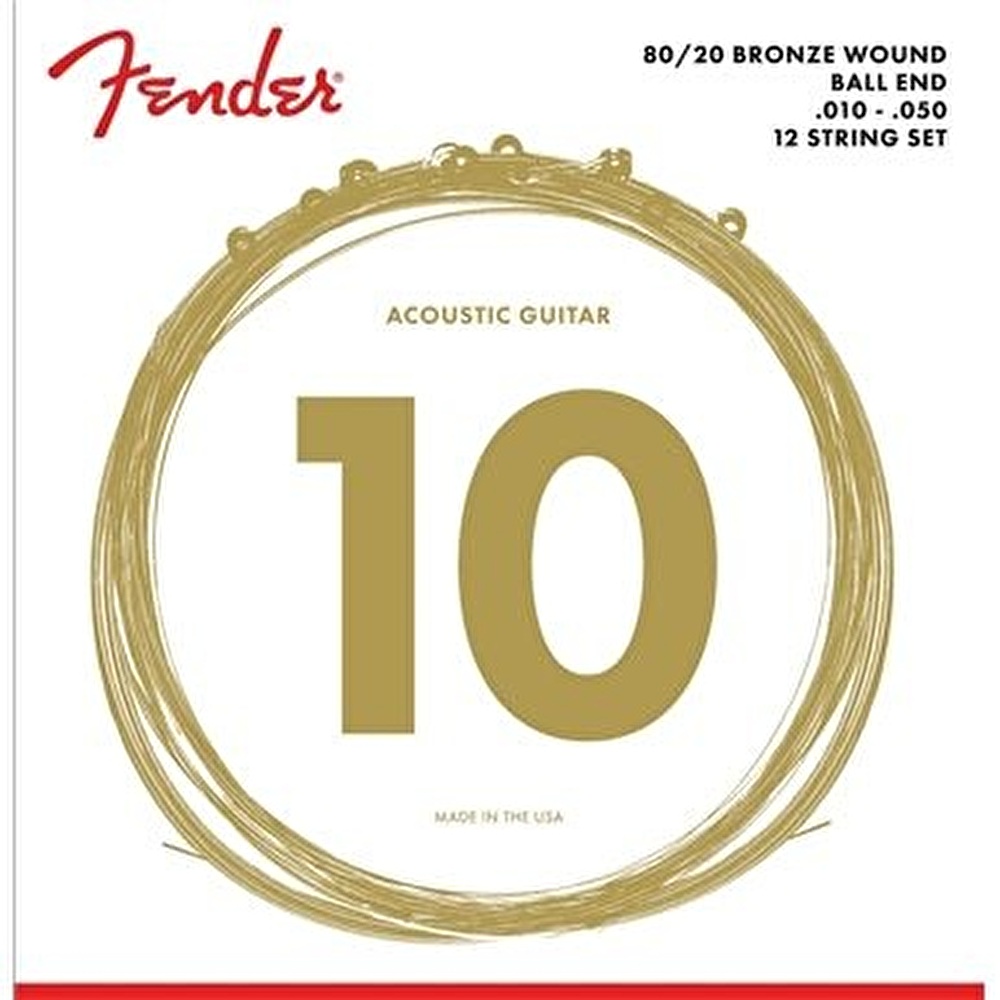 Fender 80/20 Bronze Acoustic Strings Ball End 70-12L .010-.048 Gauges String Sets – Akustik Gitar Teli