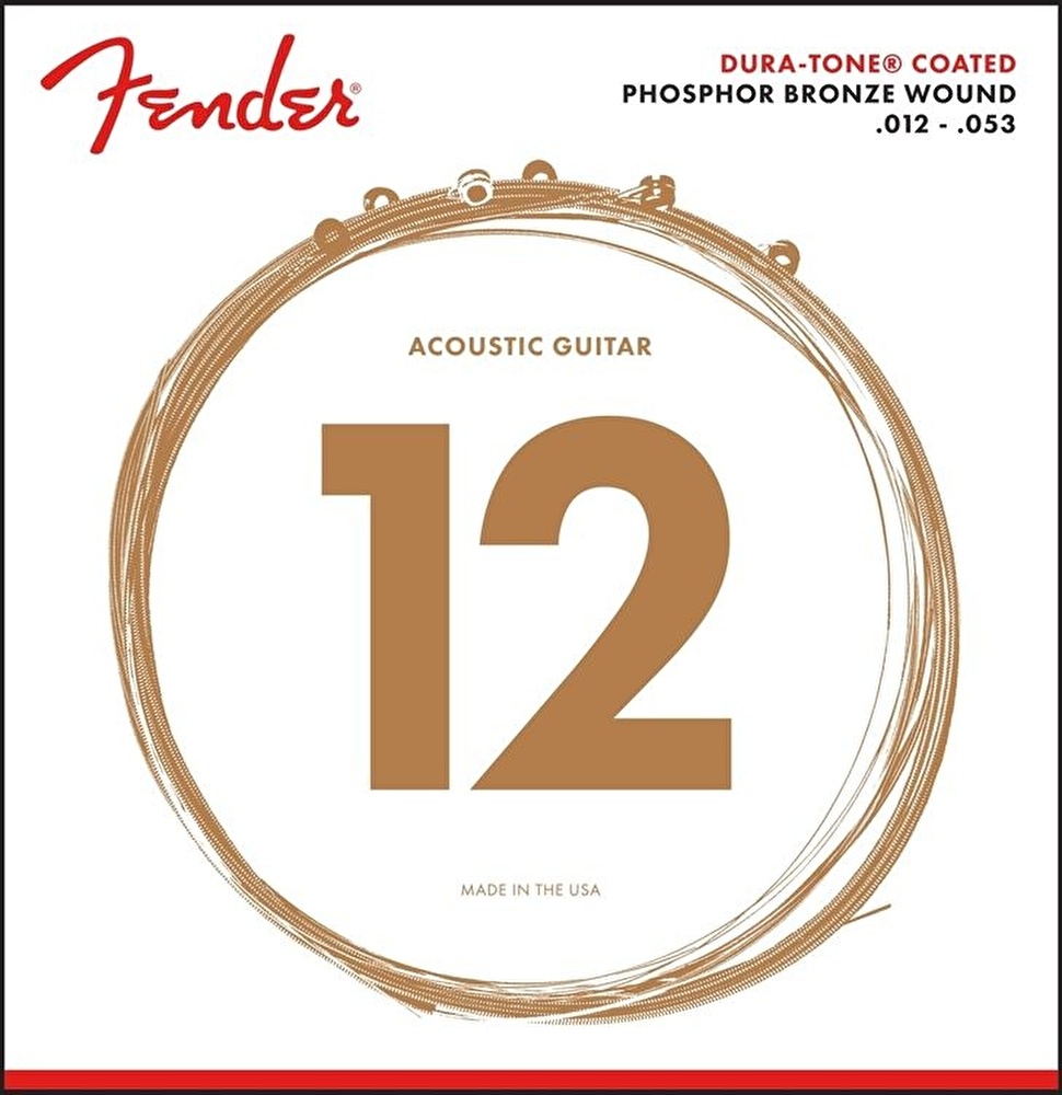 Fender 860L Phosphor Bronze Dura-Tone Coated 12-53 Akustik Gitar Teli