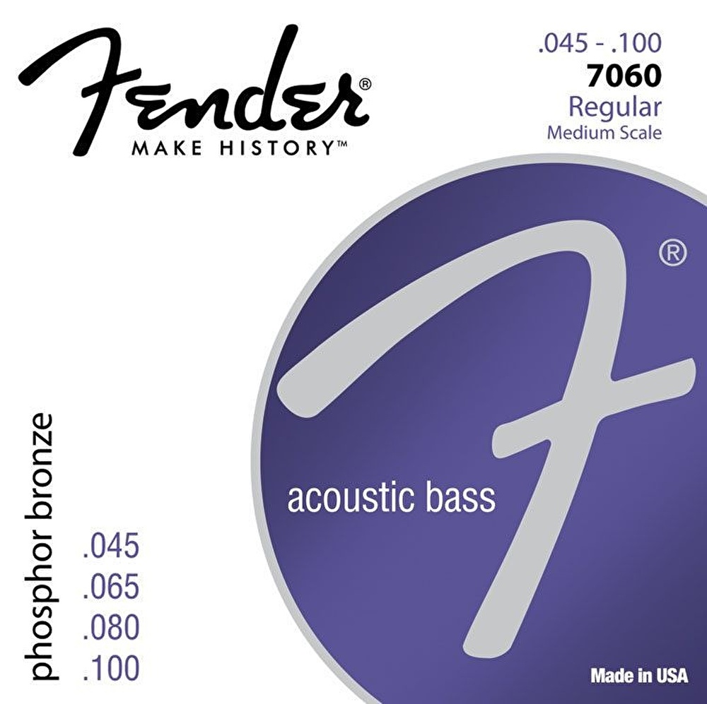 Fender Acoustic 7060 Bass Strings Phosphor Bronze 30″ / 32″ V .45-.95 String Sets – Akustik Bas Gitar Teli
