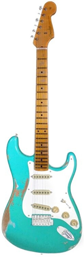 Fender Custom Shop LE 2020 1956 Stratocaster Heavy Relic Akçaağaç Klavye Super Faded Aged Seafoam Green Elektro Gitar