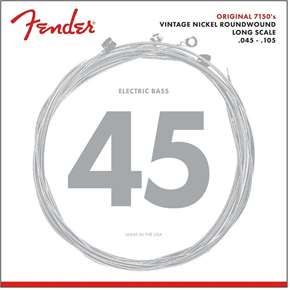 Fender Original 7150 Bass Strings Pure Nickel Roundwound Long Scale Ggs 7150M .045-.105 String Sets – Bas Gitar Teli