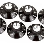 Fender Pure Vintage Black/Silver Skirted Amplifier Knobs (6) Amplifier Hardware