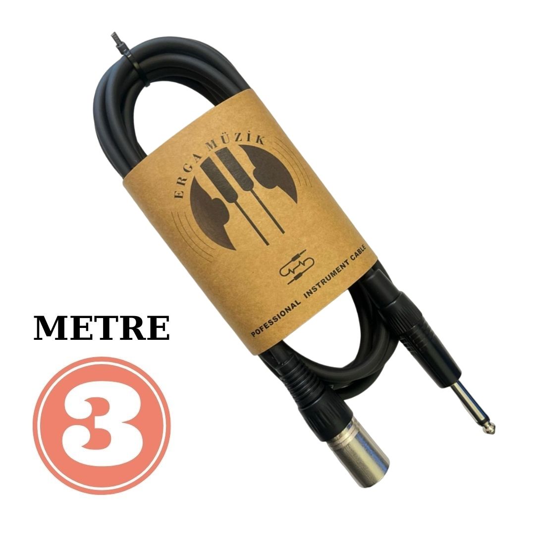 ERGA MÜZİK 3M STÜDYO CONDENSER MİKROFON KABLOSU XLR ERKEK / JACK KONNECTOR JAK KABLOSU