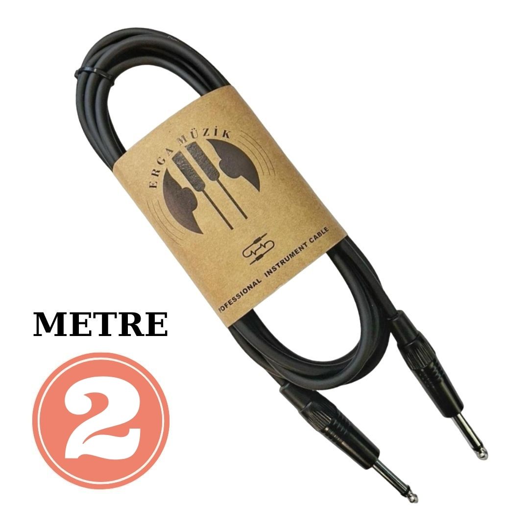 Erga Müzik Gitar Düz Jack Kablosu 2M – Elektro Akustik Bas Bağlama Keman Kemençe Amfi & Mixer Uyumlu Jack Kablosu…