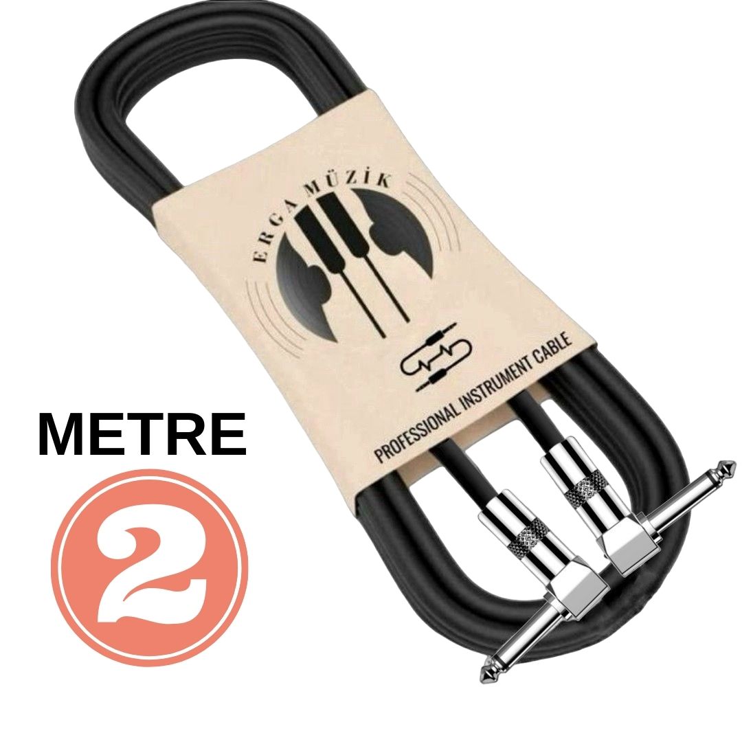 Erga Müzik Gitar L / L Jack Kablosu 2M – Elektro Akustik Bas Bağlama Keman Kemençe Amfi & Mixer Uyumlu Jack Kablosu…