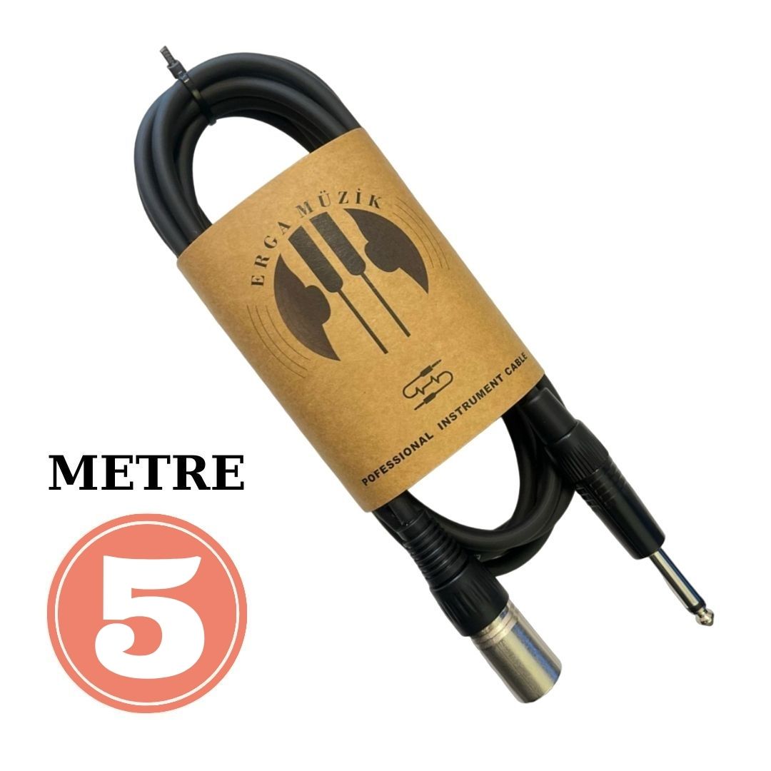ERGA MÜZİK 5M STÜDYO CONDENSER MİKROFON KABLOSU XLR ERKEK / JACK KONNECTOR JAK KABLOSU
