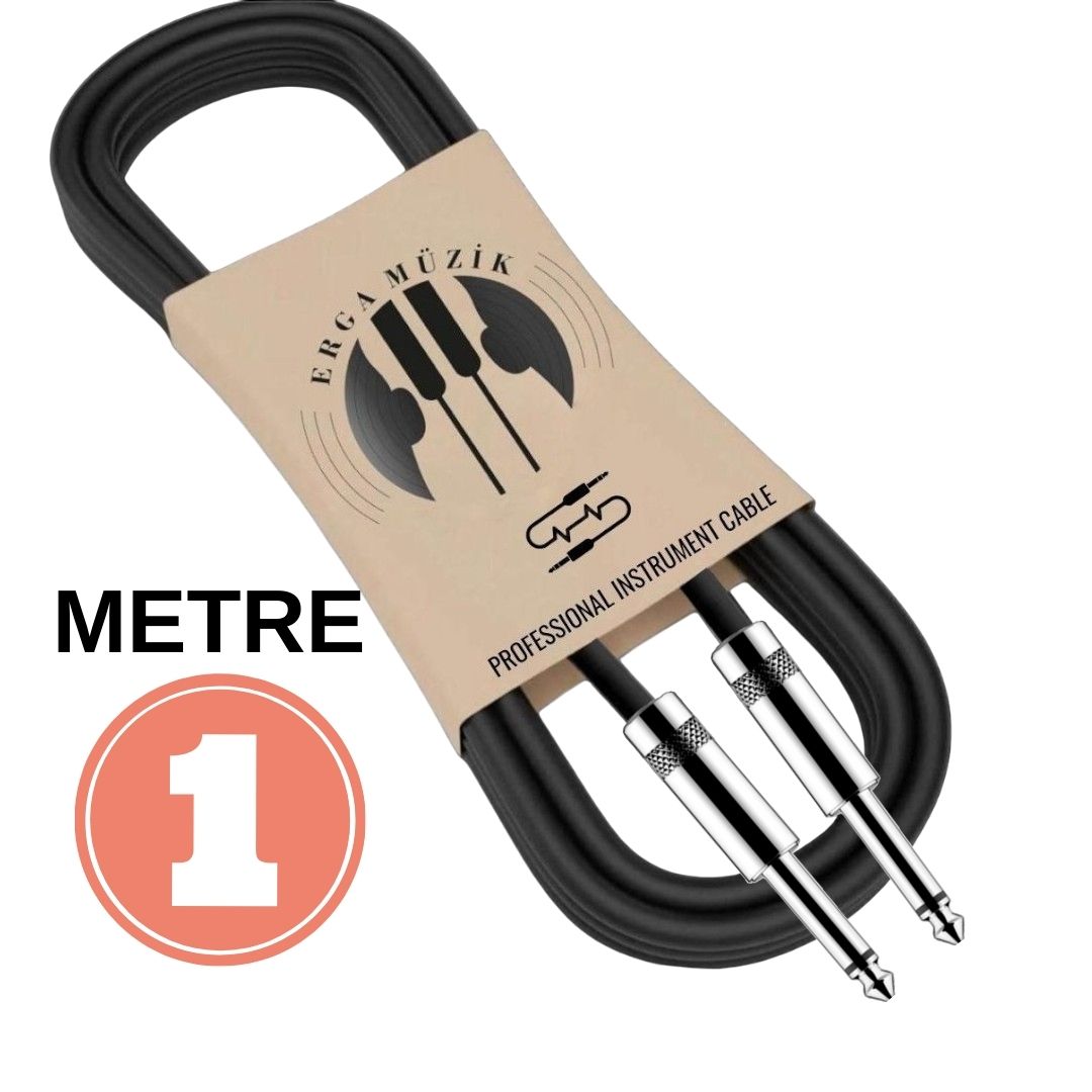 Erga Müzik Gitar Düz Jack Kablosu 1M – Elektro Akustik Bas Bağlama Keman Kemençe Amfi & Mixer Uyumlu Jack Kablosu…