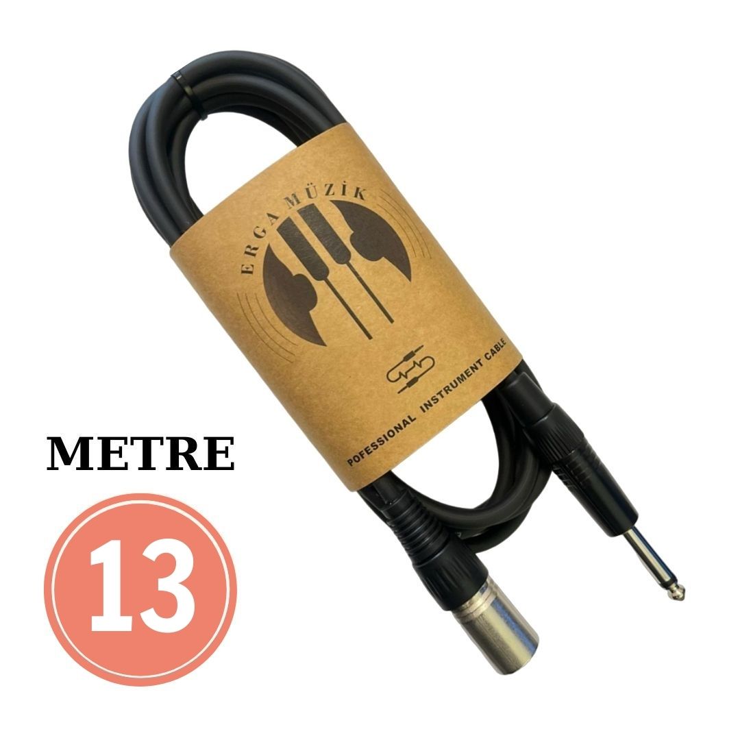 ERGA MÜZİK 13M STÜDYO CONDENSER MİKROFON KABLOSU XLR ERKEK / JACK KONNECTOR JAK KABLOSU