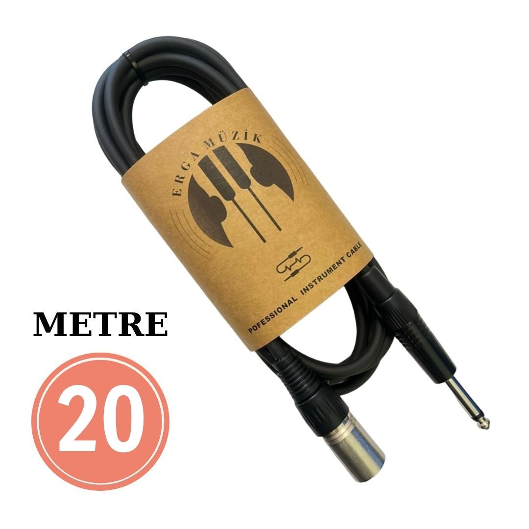ERGA MÜZİK 20M STÜDYO CONDENSER MİKROFON KABLOSU XLR ERKEK / JACK KONNECTOR JAK KABLOSU