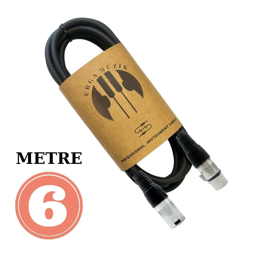 ERGA MÜZİK 6M STÜDYO CONDENSER MİKROFON KABLOSU XLR ERKEK /  XLR DİŞİ KONNECTOR KABLOSU