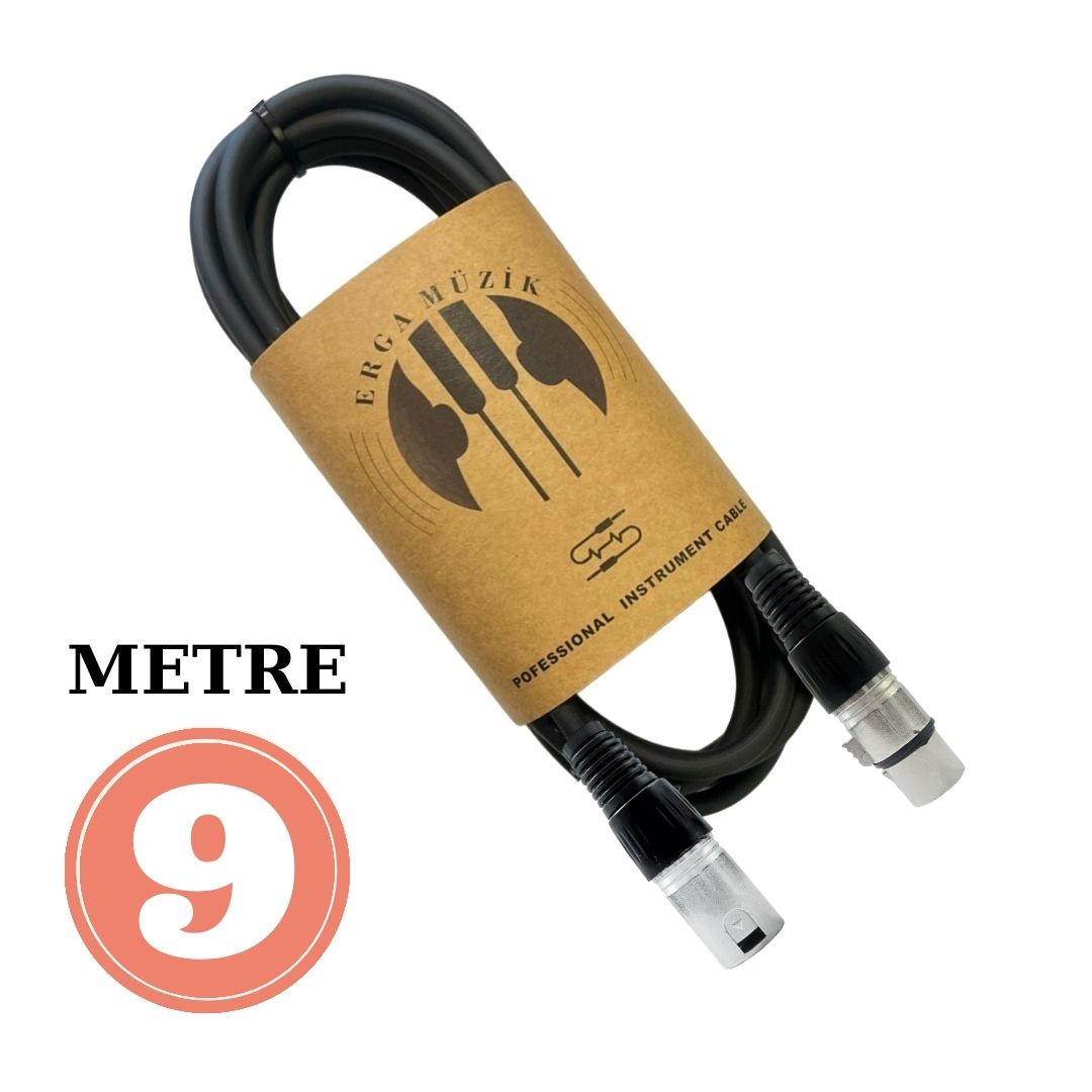 ERGA MÜZİK 9M STÜDYO CONDENSER MİKROFON KABLOSU XLR ERKEK /  XLR DİŞİ KONNECTOR KABLOSU