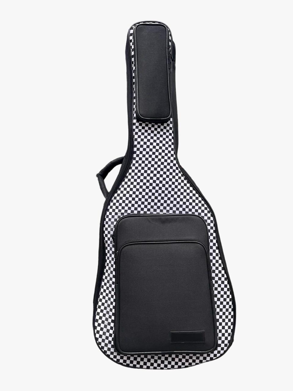 ERGA MÜZİK - KLASİK GİTAR KILIFI - ÇANTASI - SİYAH BEYAZ KARELİ PROFESYONEL GİGBAG - SOFT CASE - SU GEÇİRMEZ