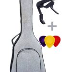 KLASİK GİTAR ÇANTASI-KILIFI-KALIN-GİGBAG-GRİ-SİYAH FİTİL-KETEN-SU GEÇİRMEZ-GTRGRİBLACK001
