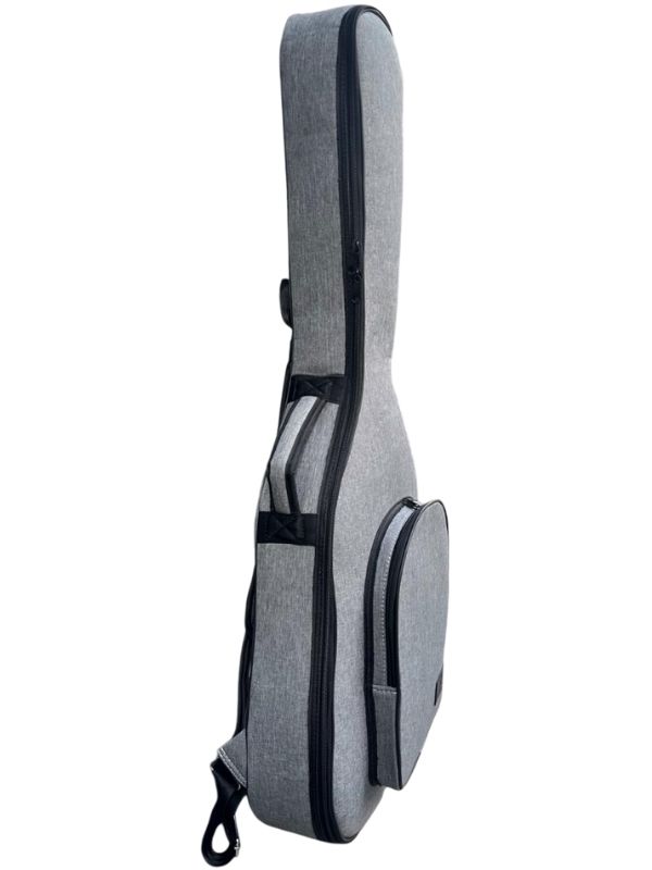 KLASİK GİTAR ÇANTASI-KILIFI-KALIN-GİGBAG-GRİ-SİYAH FİTİL-KETEN-SU GEÇİRMEZ-GTRGRİBLACK001