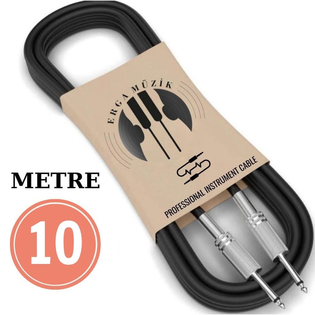 Gitar Jack Kablosu 10M/32,8ft – Elektro Akustik Bas Bağlama Keman Kemençe Amfi&Mixer Uyumlu Jack Kablosu