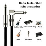 Gitar Jack Kablosu 10M - 32,8ft DÜZ/L Elektro Akustik Bas Bağlama Keman Amfi & Mixer Uyumlu Jak kablo