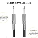 Gitar Jack Kablosu 10M - 32,8ft Elektro Akustik Bas Bağlama Keman Kemençe Amfi & Mixer Uyumlu Jack Kablosu