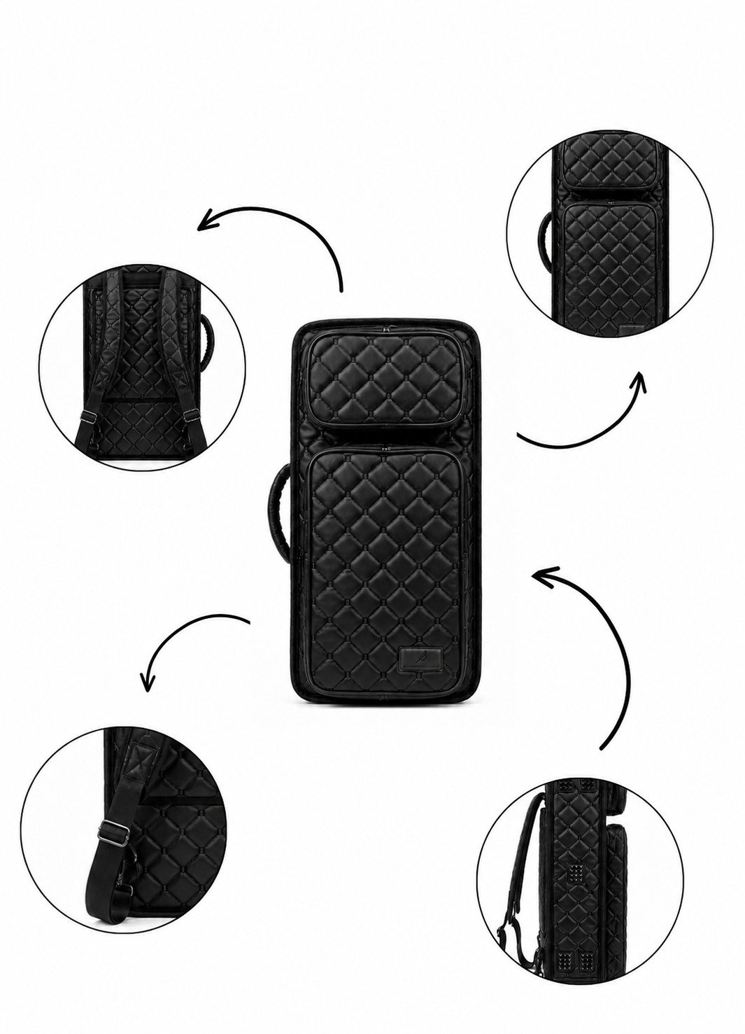 Profesyonel Gigbag (korumalı) 3’lü Kemençe Kılıfı Siyah Kapitoneli Deri Su Geçirmez