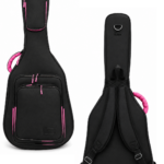 PROFESYONEL GİGBAG KALIN AKUSTİK GİTAR KILIFI-ÇANTASI - SİYAH - PEMBE 1900 DENYE LÜX KUMAŞ - %100 SU GEÇİRMEZ