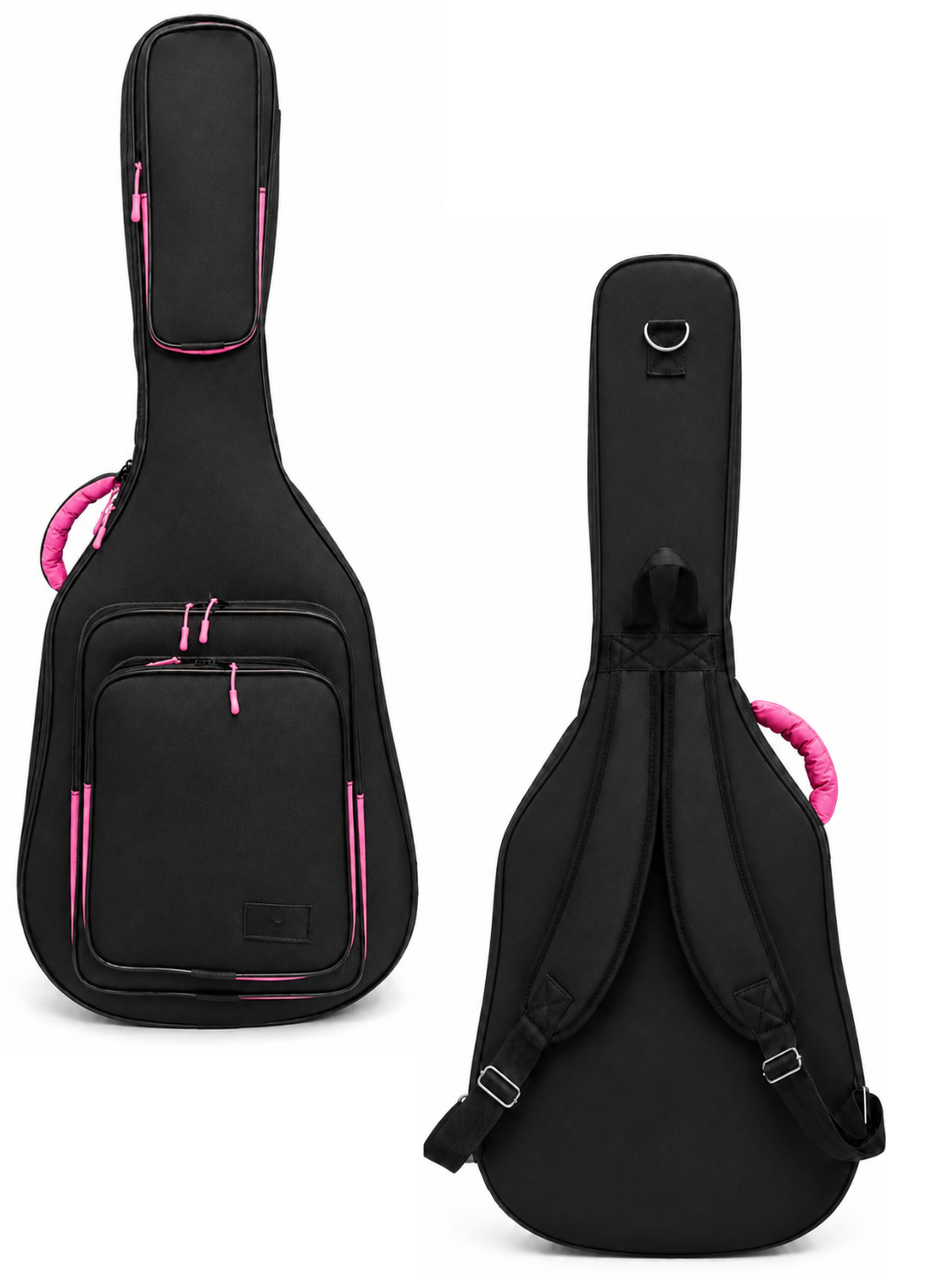 PROFESYONEL GİGBAG KALIN AKUSTİK GİTAR KILIFI-ÇANTASI - SİYAH - PEMBE 1900 DENYE LÜX KUMAŞ - %100 SU GEÇİRMEZ