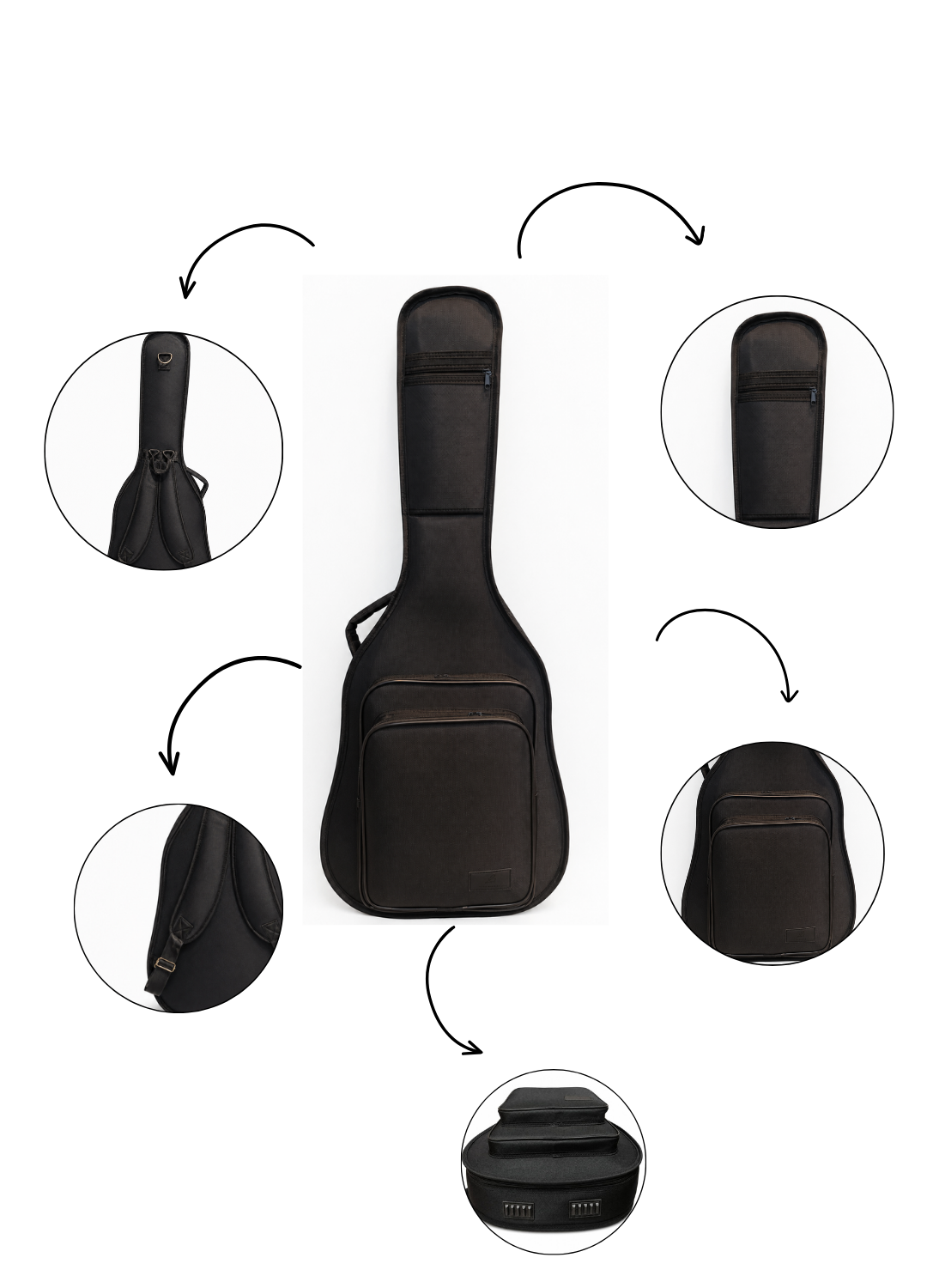 PRO GİGBAG KALIN AKUSTİK GİTAR KILIFI-ÇANTASI – SİYAH 1900 DENYE LÜX KUMAŞ – %100 SU GEÇİRMEZ